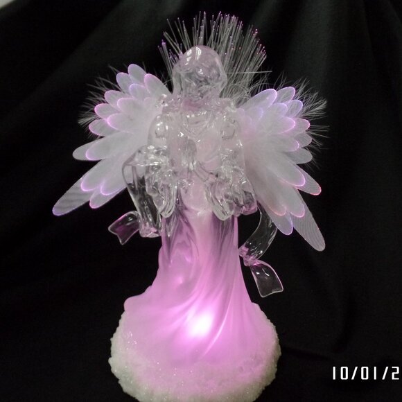 Color Changing Praying Angel Lucite/Acrylic 12" Fiber Optic Excellent - Picture 7 of 10